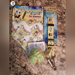 Dog Bundle SpongeBob SquarePants Yellow Pat Bundle Dog Seat Belt Dog Toy Bandana